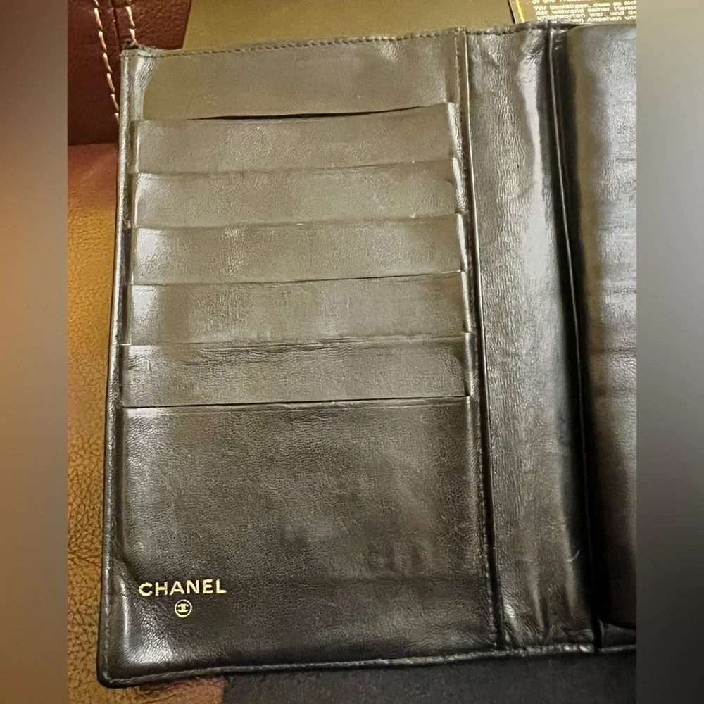 Authentic Vintage Chanel Timeless CC Long Wallet. box and authenticated card.